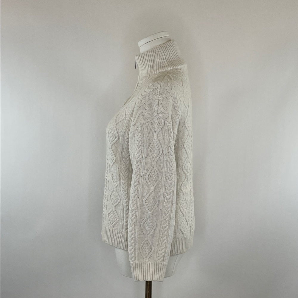 Splendid Dakota Half Zip Cable Knit Sweater in Cream, XS - Picture 6 of 9